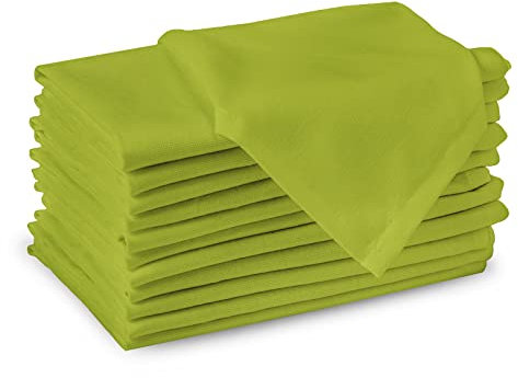 Encasa XO Lime Green Cloth Napkins Set of 12, 43x43 cm | Cotton Serviettes Napkins | Washable & Reusable Table Napkin for Wedding, Holiday, Halloween Party, Birthday & Everyday Table Décor