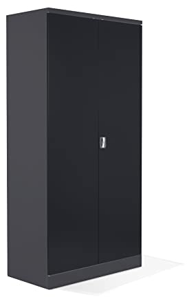 Schrank & Stuhl XXL Werkzeugschrank – Werkstattschrank mit 4 höhenverstellbaren Fachböden, Stahlschrank für Werkzeuge, 195 x 92 x 60 cm (H x B x T), Anthrazit/Schwarz