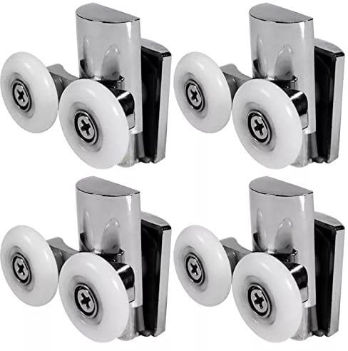 Ruote per Porta Doccia,23 mm Rotelle per Porta Del Box in Zinco Resistente,Porta Doccia Rulli Doppi Guide per Bagno Domestico