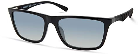 Timberland TBA9264 Occhiali da Sole Uomo, Occhiali da Sole Casual Leggeri, Forma Lente Rettangolare, Lenti Polarizzate Fumo, Nero Lucido