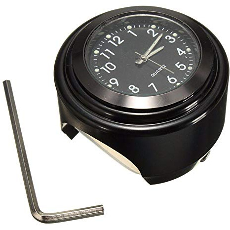 ANCLLO Auto-Armaturenbrett-Uhr, klassische kleine runde Tisch-Onboard-Quarzuhr mit beleuchtetem Licht, Mini-Uhr für die Auto-Dekoration,hochwertiger Galvanik-Prozess, langlebig,schwarz