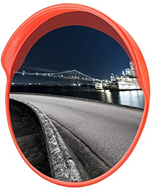 Konvexer Verkehrssicherheitsspiegel, Verkehrssicherheitsspiegel für Auffahrt, Garage Sicherheit oder Laden, Bürosicherheit zur Beseitigung von toten Winkeln (Durchmesser 45 cm, Wandhalterung PC, PE)