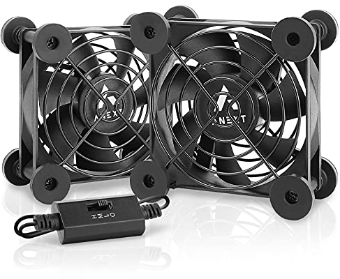 ANEXT, USB Fan, USB Computer Fan, Silent Fans for Receiver DVR PlayStation Xbox Computer, (80mm, Black Dual Packs)