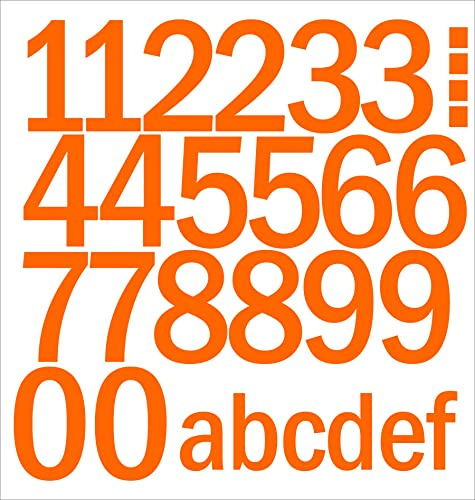 ShirtInStyle selbsklebende Aufkleber Zahlen, 10cm hoch, 30 Stück, Haustür, Mülltone, Basteln, Boote, Nummern, Kennzeichen, KFZ, Türen, Spint, Umkleide, Hausnummer, Bootsnummer, orange