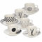 TOGNANA 6er Set Espressotasse mit Untertasse Graphic aus der Serie Metropolis, Weiss-schwarz, 80 ml Volumen/Tasse, modernes Design, aus Porzellan