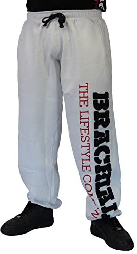 BRACHIAL® Bodybuilding Hose Herren [lockerer Schnitt, robuster Stoff] Weiß 2XL | Fitness Kleidung | Bodybuilding | Pumperhose | Pants Men | Gym Clothing
