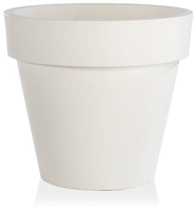 Decor Space Vaso tondo Standard One Essential in plastica colorati da esterno e giardino per piante e fiori Bianco 100 cm (Made in Italy)