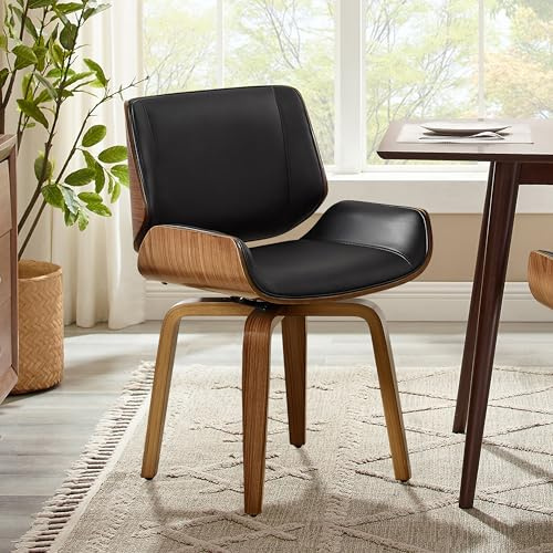 Zouron Chaise de Bureau pivotante (360°), Lot de 1 Chaise de Salle à Manger (avec Pieds en Bois), adaptée à la Cuisine et au Salon, Style Moderne du Milieu du siècle,Noir