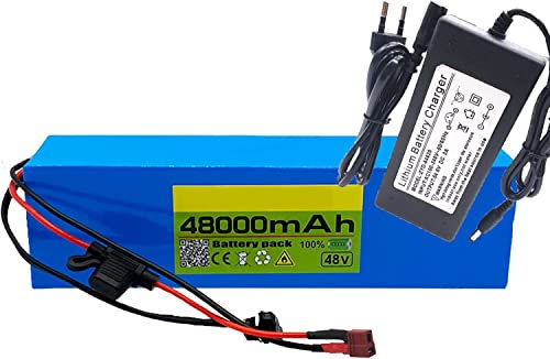 48V 48Ah 13S3P Batterie Velo Électrique, Pour Vélo Électrique Vélo Batterie Haute Puissance Rechargeable Étanche Batterie De Vélo Électrique Au Lithium-ION Avec Chargeur 48V 48AH,XT60 plug