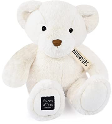Histoire d'Ours - Peluche Ours - Le Nounours - Blanc - 28 cm - Peluche Super Douce à Caliner pour les Enfants Filles et Garçons - Idée Cadeau de Naissance Bébé, Noël et Anniversaire - HO3220