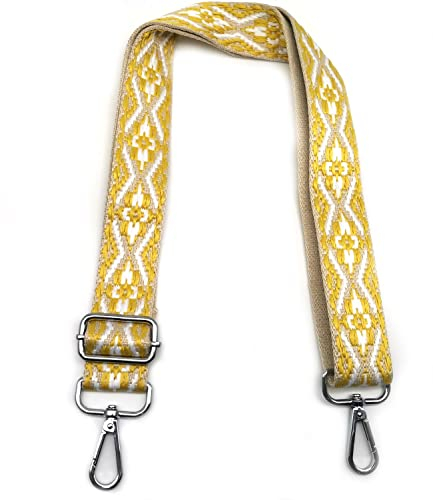 Taschengurte zum Wechseln, Verstellbarer Schulterriemen für Taschen, Gelb Schultergurt Tasche Bunt mit Silber Karabiner, Umhängegurt für Taschen, Taschengurt Breit 3.8cm für Damen Taschen DIY, #10