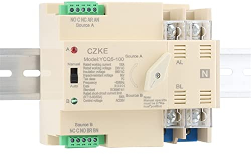 KAPPDE YCQ5-100 2P Automatischer Transferschalter DIN-Schiene 50/60Hz 63A/100A AC 220V ATS PV System Power to City Power (Farbe: YCQ5-100-2P, Größe: 100A)