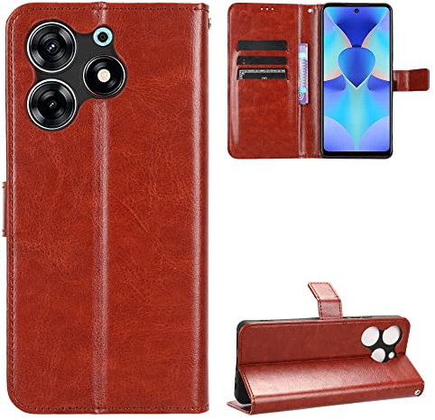 BellaCase Tecno Spark 10 Pro Coque [Étui Portefeuille] [Fonction Support] [Slots pour Cartes] [Couverture à Rabat Magnétique] Compatible avec Le Smartphone Tecno Spark 10 Pro(Marron)