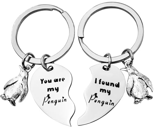 Enkrio Geschenke für Pinguin-Liebhaber, Paare, Geschenke für Sie und Ihn, Schlüsselanhänger, Valentinstag, Weihnachten, Geburtstag, für Freund, Freundin, Paar, Pinguin, Schlüsselanhänger