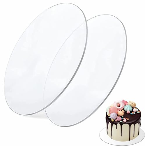 Base para Tartas,Base Tartas Acrílicas,Reutilizables Cake Board,Reutilizable Tablero para Pasteles,Ejas para Tartas,Bandeja para Tartas,Disco para Tartas,Cake Board,para Servir Tartas y Pasteles,2PCS