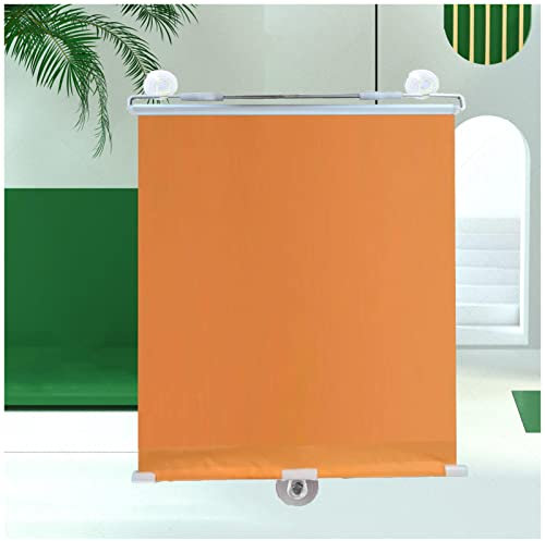 Xrdbfd Saugnapf-Rollo Fensterrollo, Verdunkelungsrollo Ohne Bohren, Einziehbarer Balkon Sonnenschutz Rollo Jalousien, Seitenzugrollo, Sonnenschutz Und Thermorollos,Orange-68x125cm(26.8 * 49.2in)