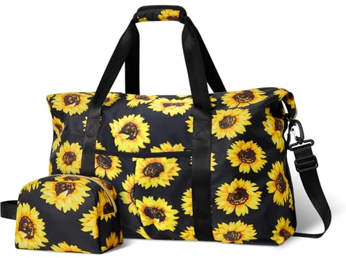 Tuwubi Reisetasche – Damen-Sport- und Wochenendtasche, 45 l, mit kleiner Tasche, Sonnenblume, Reisetasche