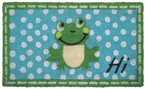 Betz Kokosmatte aus 100% Kokos - Fußmatte - Fußabstreifer –Schmutzfangmatte Muster Frosch Größe 45 cm x 75 cm x 1,5 cm