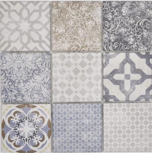 Keramikmosaik Fliese Jasba mehrfarbig matt Retrooptik Fliesenspiegel Badfliese Duschfliese / 10 Mosaikplatten