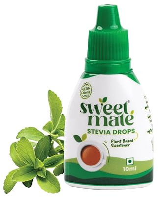 Sweetmate Stevia Drops - 10ml (10 ml x Pack 1) - 200 Drops Per Pack - Plant Based Sweetener - Zero Calorie - Diabetic Friendly - Sugar Free Liquid For Hot & Cold Beverages & Food Preparetion