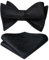 HISDERN Herren Fliege Schwarz Selbstgebundene Fliege und Einstecktuch Set Schwarz Jacquard für Anzug Hochzeit Feier