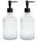 Home Deco London 2 Pack Glass Soap Dispenser Bottle with Pump, 14 Oz Refillable Liquid Hand Jar Dispenser for Bathroom, Countertop, Kitchen, Laundry Room (Pack of 2 Transparent)