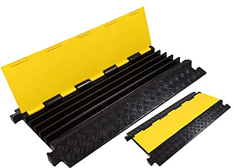 Floor Cord Protector, Traffic SpeeBumps Channel Rubber Wire Cable Ramp Cover, Pedestrian Cable Protector, Driveway Hose Cable Ramp Protective Cover for Asphalt,Driveway,Office, Workshop