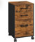VASAGLE File Cabinet with 3 Drawers, Rolling Office Filing Cabinet with Wheels, for A4, Letter Sized Documents, Hanging File Folders, Industrial, Rustic Brown and Ink Black OFC065B01