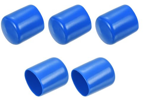 QUARKZMAN 5 Stück Gummi Endkappen 28 mm Kunststoffkappe Gummikappen Schutzkappen Abdeckung Fußkappen für Stuhlbeine Tischbeine Schrauben Bolzen Gewinde Metallstäbe Rohr Zaunpfosten Blau