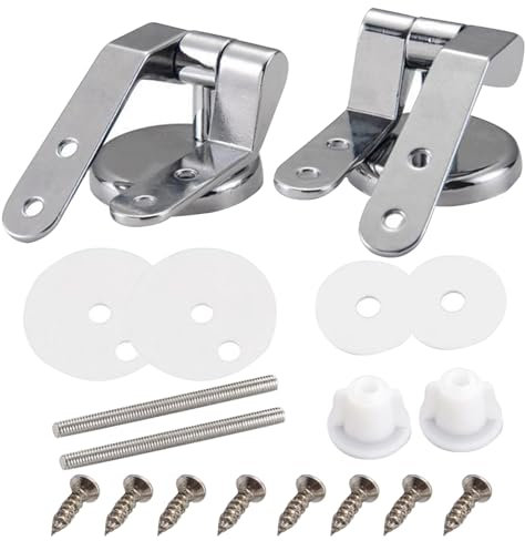 Toilet Seat Hinges Replacement, 1Set Soft Close Toilet Seat Hinges with Screw, Shockproof Zinc Alloy Toilet Seat Fittings, Toilet Hinges Replacement for Most Toilets