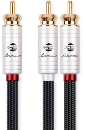 BOAACOUSTIC JIB Câble de Subwoofer pour caisson de basses Audiophiles, Cinch Câble en Y Câble Coaxial Numérique HiFi 1 RCA vers 2 RCA 2 m