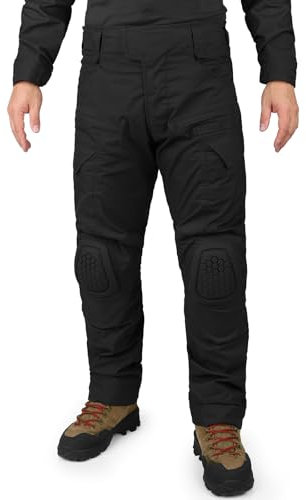 KRYDEX GEAR Herren Taktische Hose mit Knieschoner G4 Kampfhose für Outdoor Airsoft Kampf Jagd(Schwarz, L)