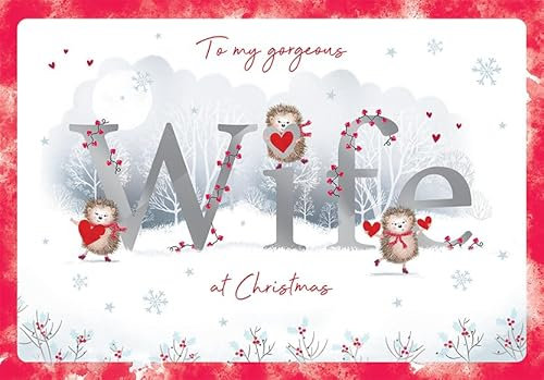 Piccadilly Greetings Weihnachtskarte To my Gorgeous Wife, Igel-Typ, 22,9 x 15,2 cm