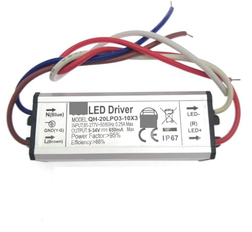 LED Driver 600mA Constant Current High PF 3W 10W 20W 30W 40W 50W 60W 1-2x3w 3-10x3w 10-18x3w 18-30x3w Lamp Lighting Power Supply(IP67-3-10x3W-DC9-34V)