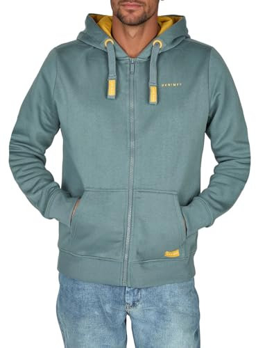 DENIMFY Sweatjacke Herren mit Kapuze Reißverschluss Regular Fit DFLeo Kapuzenjacke, Größe:5XL, Farben:Turbid Blue
