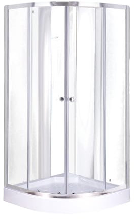 Box Doccia 80x80 cm in Cristallo Semicircolare Due Porte Rubino- Elegante e Funzionale, in Cristallo Temperato con Telaio in Alluminio Cromato, Apertura Scorrevole e Profilo di Compensazione