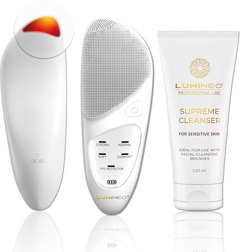 Lumineo Gesichtsreinigungsbürste mit Reinigungsgel, zur Poren- Peeling- und Mitesserreinigung, elektrische USB Gesichtsbürste für sanfte Tiefenreinigung (Sonic (empfindliche Haut))