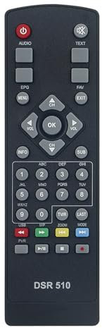 AULCMEET DSR510 Ersatzfernbedienung Kompatibel mit Schwaiger Full HD Mini Digital Satellite Receiver Recorder Dsr-510 DXH-101 Fs10p+ 3600 MX-100 Fs10p 3610 i-Sat-500s DXH-12 DXH-3 DXH-11