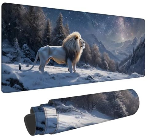 Tapis de Souris 1500x800x3mm Grand Tapis Souris Neige Mouse Pad Gaming Mousepad Animal Base en Caoutchouc Antidérapante Lavable Étanche sous Main Bureau, pour Ordinateur Portable Bureau Cadeau N-435