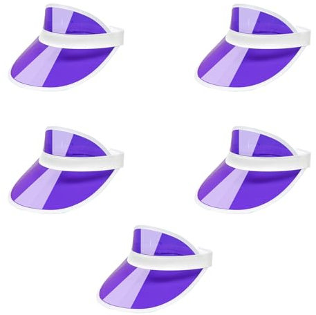 Bismaa Unisex 80s Style Retro Neon Sun Visor - Womens Golf Visor Hat for Sports Fancy Dress UK, Purple-5-