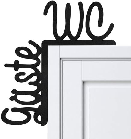 Gäste WC Türrahmenschild, WC Türschild ohne Bohren, Toilettenschild ohne Klebstoff, Toilettenschild Geeignet für Bäder und öffentliche Toiletten (schwarz)