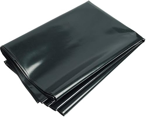 2m x 5m Black Plastic Polythene Sheeting - 100MU 0.25mm Thickness - Garden Grow Tunnel Polytunnel Cover - Weed Control - Damp Proof Membrane - Building Rubble Protection Waterproof Dust Sheet