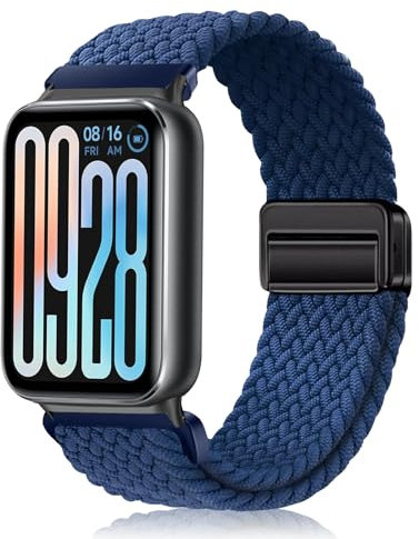 PaceBid Nylon Cinturino per Xiaomi Smart Band 9 Pro/8 Pro/Redmi Watch 5/4, Uomini Donne Intrecciato Nylon Magnetico Elastico Bracciali Cinturini di Ricambio per Xiaomi Mi band 8 Pro/9 Pro - Blu scuro
