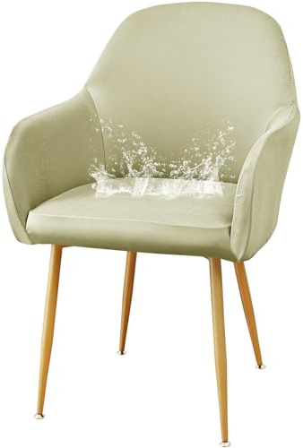CLGTY Wasserabweisend Stuhlhussen mit Armlehnen-Beige-1 Stück | Stretch Spandex Hussen Für Stühle mit Elastischem Boden, Waschbar Sesselbezug für Esszimmer
