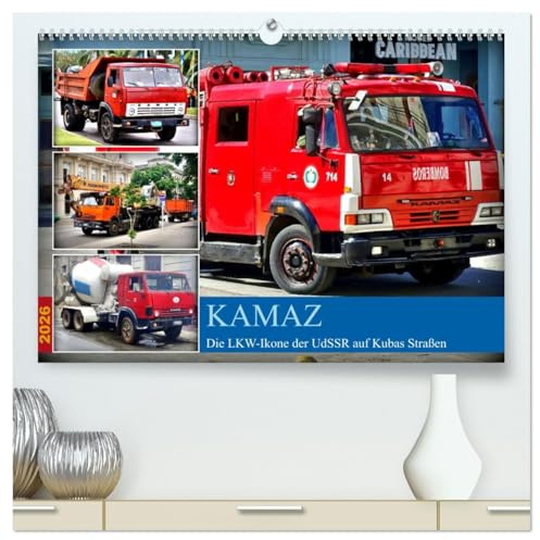 KAMAZ - Die LKW-Ikone der UdSSR auf Kubas Straßen (hochwertiger Premium Wandkalender 2026 DIN A2 quer), Kunstdruck in Hochglanz: Verschiedene KAMAZ-Modelle in Kuba (CALVENDO Mobilitaet)