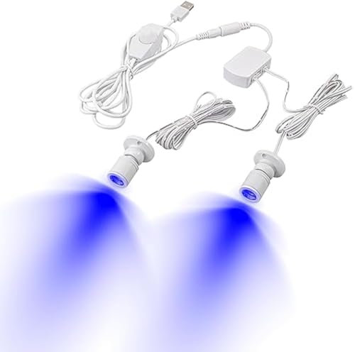FSLiving Mini LED Spotlight for Display Cabinet 2 PCS,White 1 Watts Aluminum Showcase Lights,Dimmable Rotatable Jewelry Display Lighting for Painting Plant Display Case Blue Light