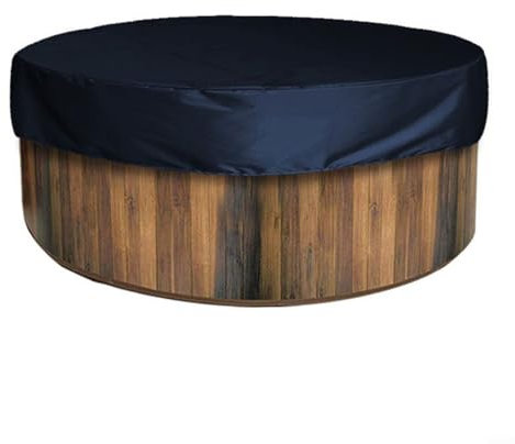 Housse de bain ronde en tissu enduit d'argent 190T imperméable avec protection UV, pour spa et salle de bain (190 x 30 cm, noir)