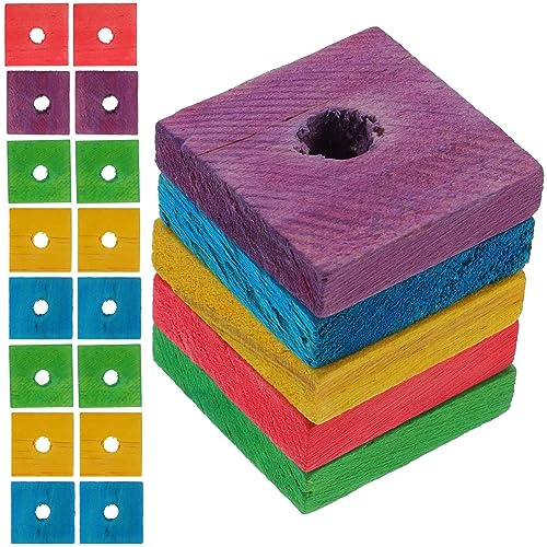 SEWACC 100pcs Parrot Wooden Chewing Toys, Bird Toy Wood Blocks, Mini Wood Chips for DIY Playing Chewing Shredding