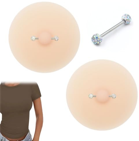 Cache-tétons pour femme avec piercing, cache-tétons percés, coussinets en silicone réutilisables avec piercing, imperméables, confortables, invisibles