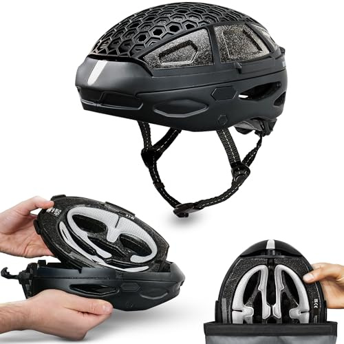 Newlane Casco da bici pieghevole, compatto, certificato di sicurezza, prodotto nel Regno Unito, per adulti, ideale per pendolari, ciclisti e scooter elettrici, design unisex, per uomo e donna (bianco